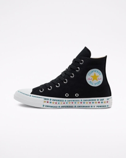 Zapatillas Altas Converse Empowered By Her Chuck Taylor All Star Para Mujer - Negras/Turquesa/Rosas